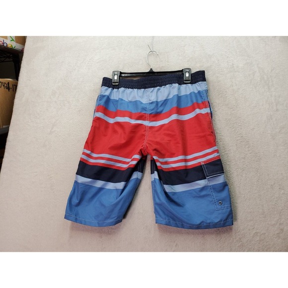 Polo Ralph Lauren Swim Shorts‎ Men's Red Blue Striped Lined Slit Logo Drawstring - Picture 2 of 6